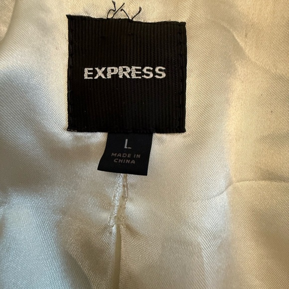 Express Classic Double-Breasted Textured White Peacoat - Picture 10 of 12